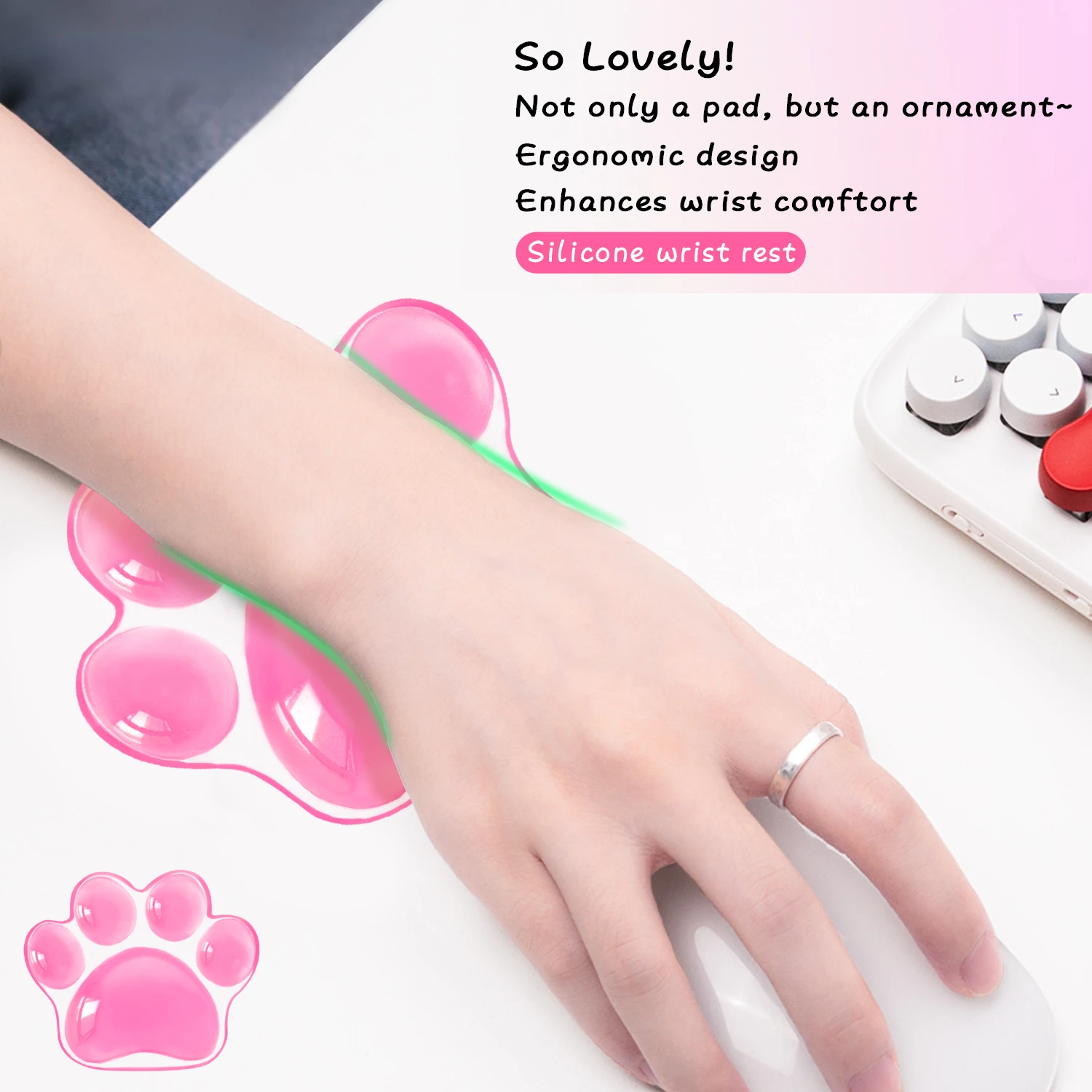 Cat Paw Cute Mouse Wrist Support Pad Comfortable Soft Wrist Rest Hand Pillow Pain Relief Non-Slip Base Home Office Silicon Pad