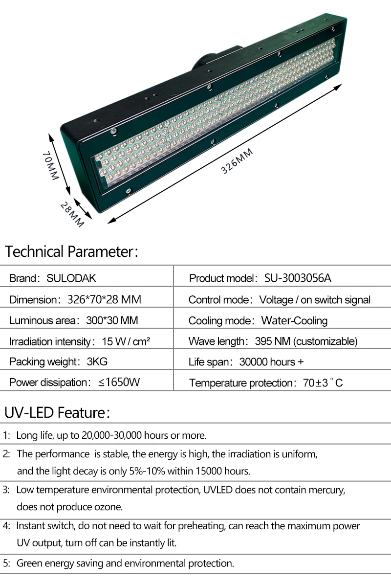 Système de Durcissement à LED UV, Refroidi à l'Eau, Lampe à Haute Puissance pour Huile UV, Encre, Colle UV, 2 Pièces