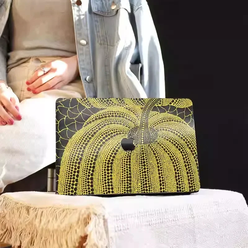 Polka Dot Yellow Pumpkin Art Laptop Hard Case For MacBook Air13.6 15 Pro14 16 M4 Anti-Scratch Protective Shell Cutting Out Logo