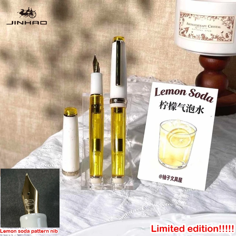 Limited Edition JINHAO 82 Fountain Pen Lemon Soda Series  EF F Lemon Soda Pattern Nib Calligraphy Pen School Supplies Stationery