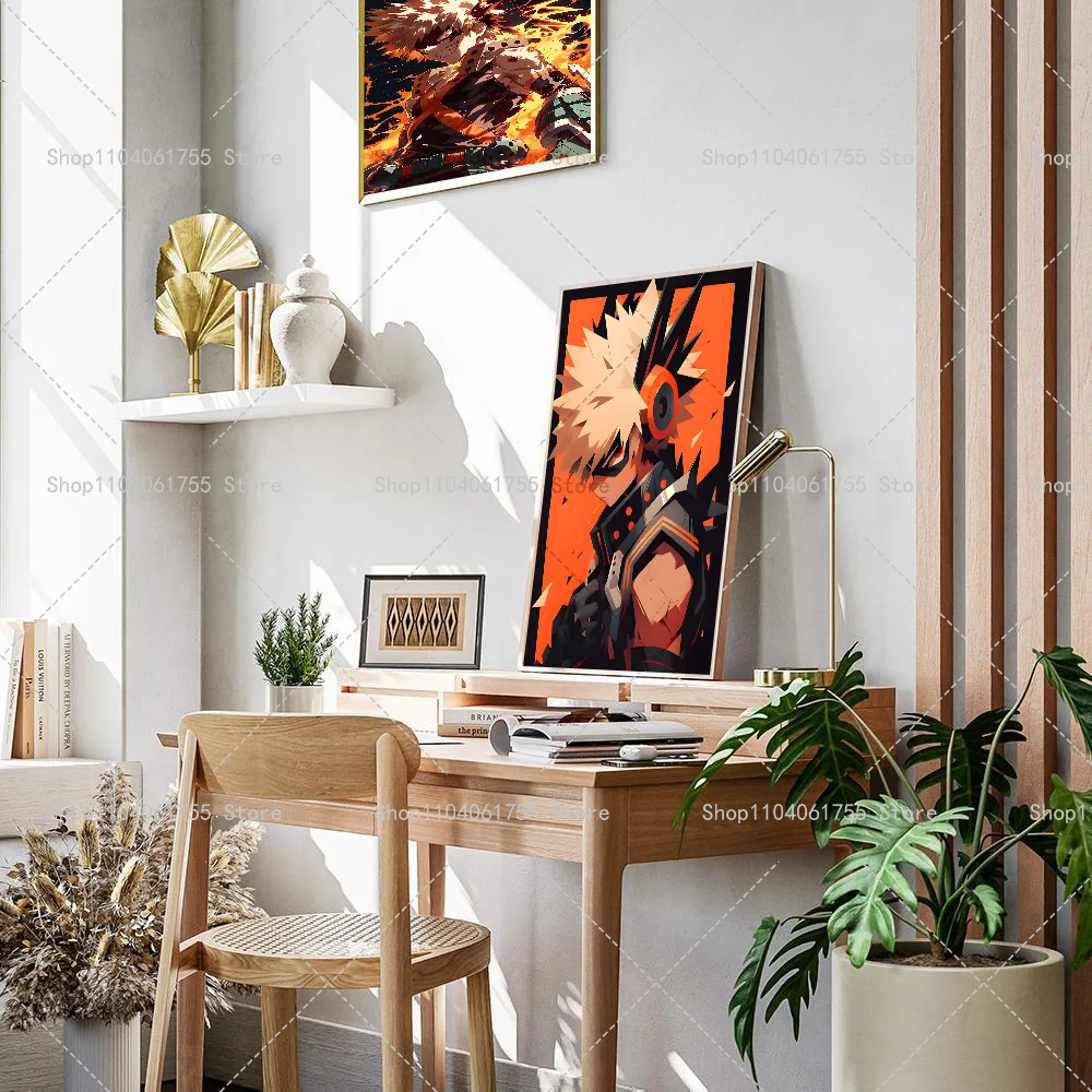 1PC My Hero Academia Bakugo Katsuki Anime Poster Self-adhesive Art Waterproof Paper Sticker Coffee House Bar Room Wall Decor