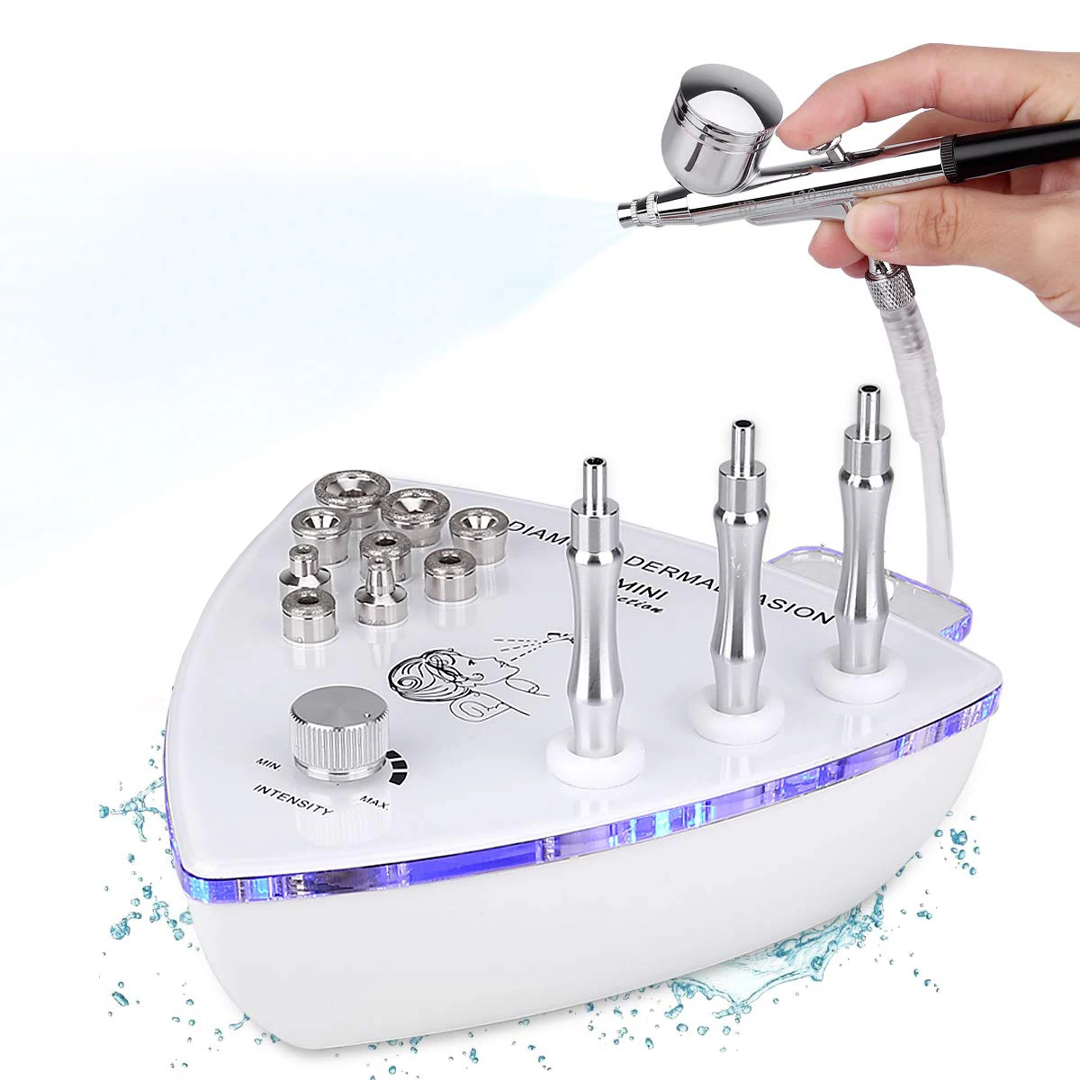 Diamond Microdermabrasion Machine with Spray Gun 65-68cmHg Suction Power Diamond Facial Water Spray Exfoliation Machine Home Use