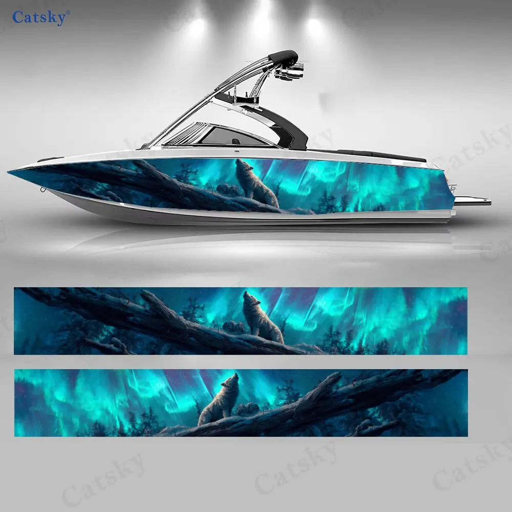 Phantom Light Wolf Aurora Snowy Special Chant  Boat Sticker Vinyl Ship Pontoon Deck Boat Fishing Decorative Pontoon Boats Decal