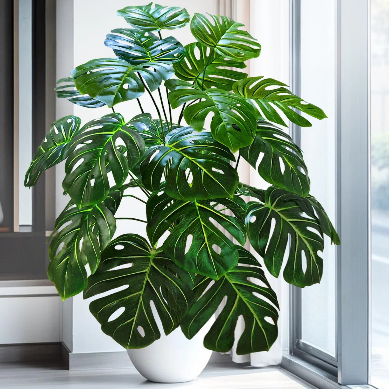 Hochwertige 76/86CM Künstliche Monstera-Pflanze, Falsche Palme, Plastik-Schildkrötenblatt, Grüne Pflanze für Heim, Garten, Zimmer und Bürodekoration – Detail 5