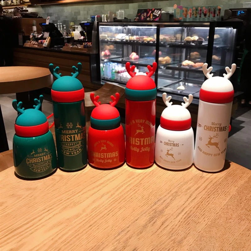 Botella de agua portátil para padres e hijos al aire libre con astas personalizadas de Navidad