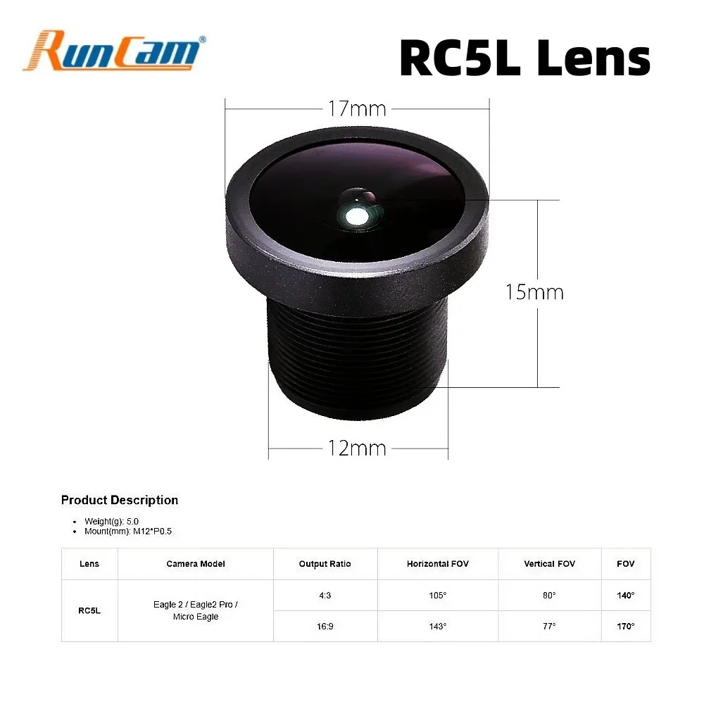 RunCam Replacement 2.1mm 2.3mm Lens RC5L RC18M RC21 RC21M RC23 RC23M Replace Lens For Swift RACE Eagle Camera Accessories