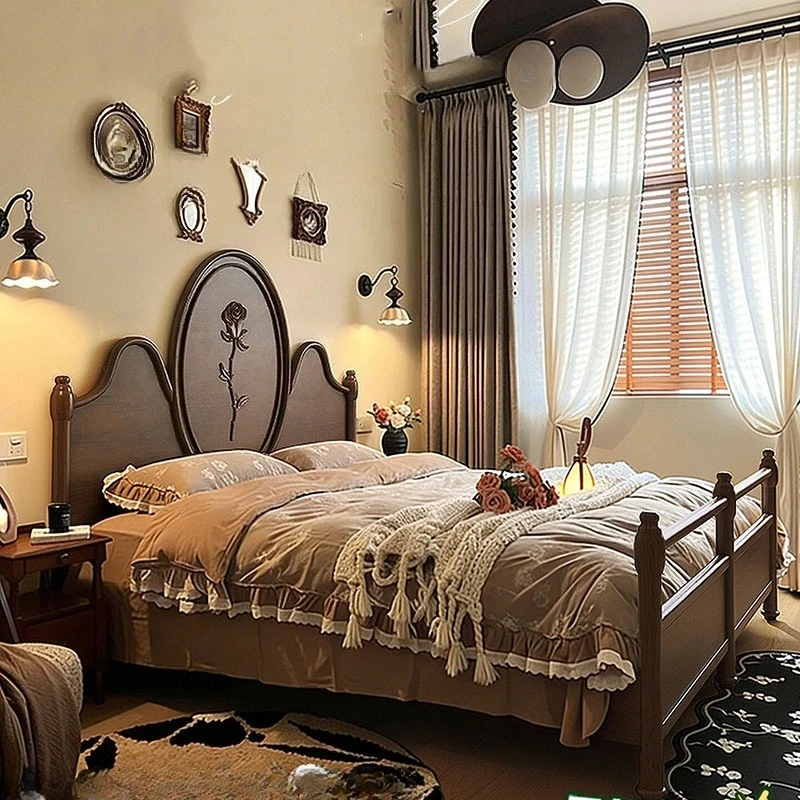 

Modern European Bed Double Frame Headboards Space Saving Sleeping Bed Safe Fashion Letto Matrimoniale Lounge Suite Furniture