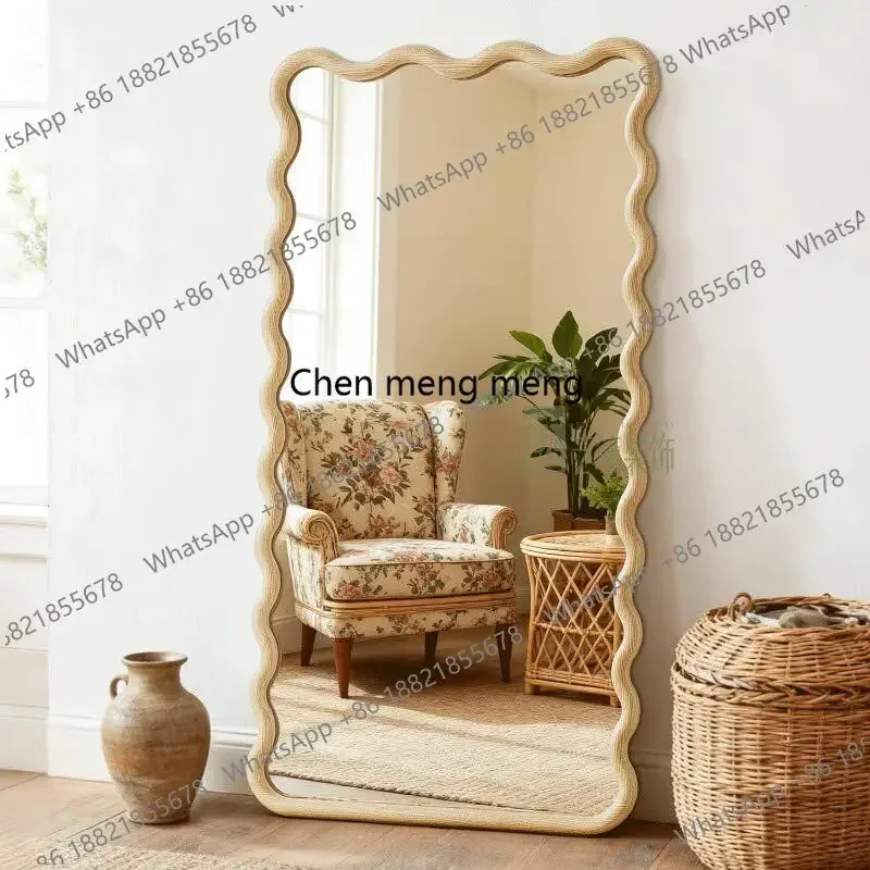 A139American light luxury wall full body mirror antique bathroom mirror European bedroom makeup mirror
