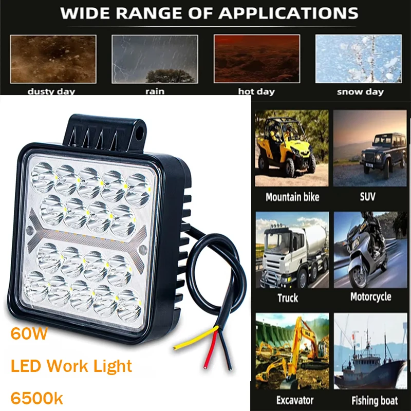 

1 шт. внедорожный противотуманный фонарь автомобильный прожектор 60 Вт светодиодный рабочий свет 4x4 внедорожник ATV UTV светодиодный светильник трактор автомобильный с мигающей световой панелью