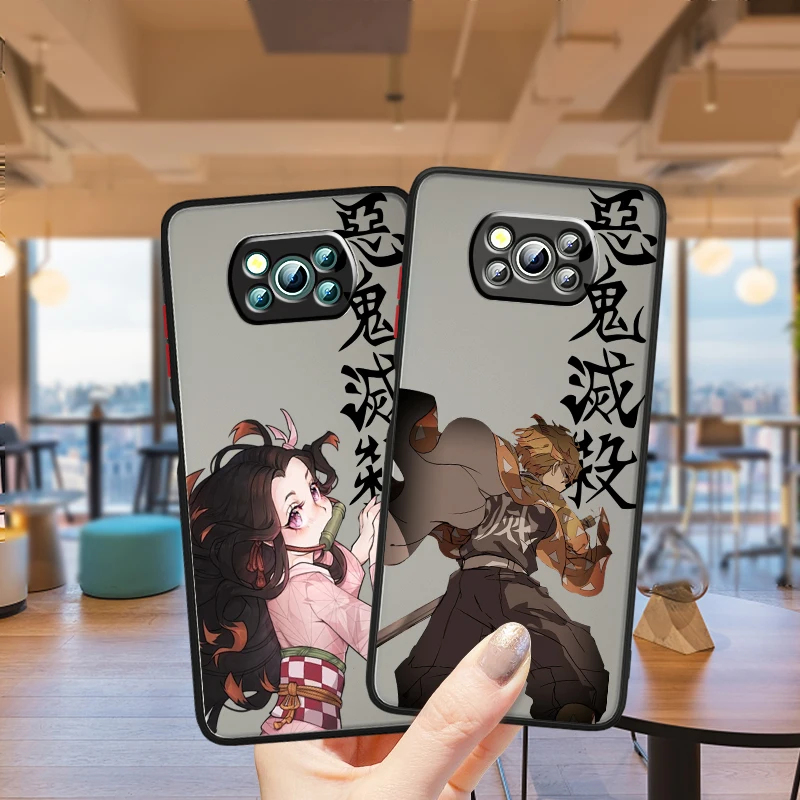 

Anime Hot D-Demon S-Slayer Frosted Translucent For Xiaomi Mi Poco X5 X4 X3 M6 M5S M5 M4 M3 F5 F4 F3 GT Pro 5G Back Phone Case