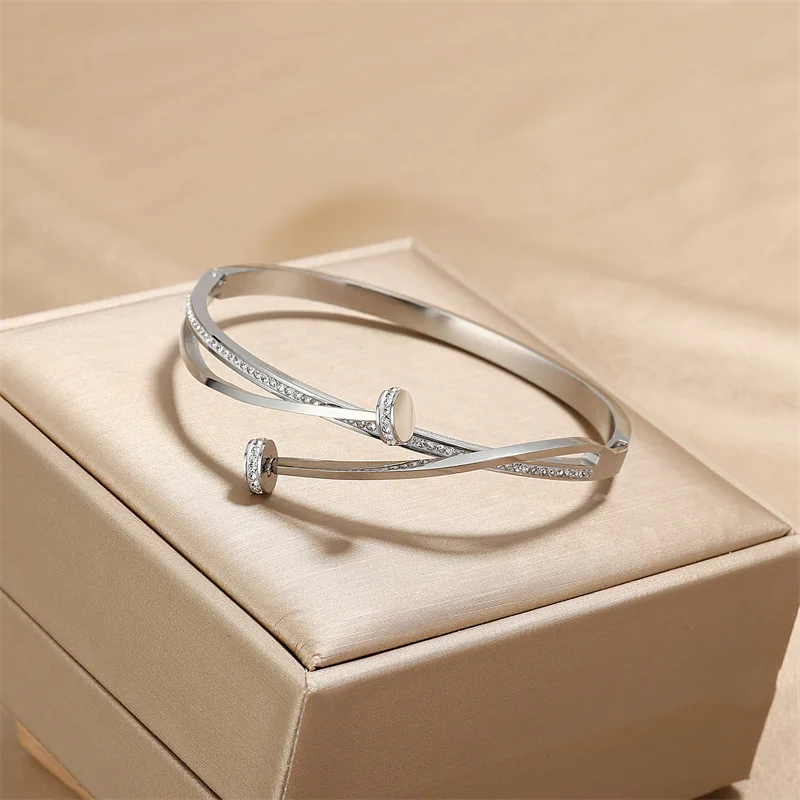 Stainless Steel Bangles Bracelet for Women Gold Plated Luxury Bracelets high quality brand18K gold electroplated couple bangle