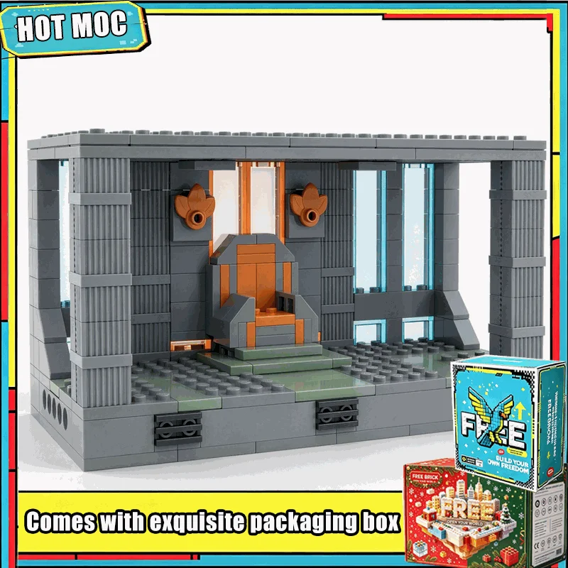 233PCS Sci Fi Throne Room Interior MOC Building Blocks Set Galaxy Palace Scene Model DIY Assembly Toy Collection Display Gifts