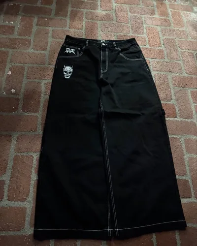 Imagen 2 del producto Pantalones góticos Harajuku Retro, ropa de calle Vintage, pantalones vaqueros holgados Y2K para mujer, pantalones de pierna ancha de cintura alta Punk Hip-hop para hombre