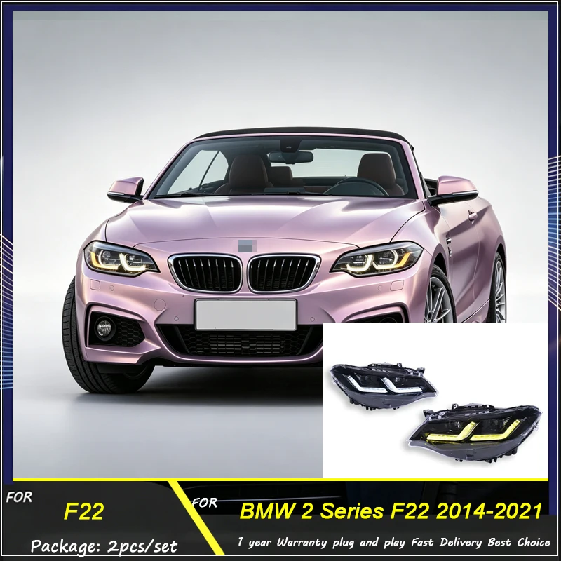 LED Headlight Assemblies For BMW 2 Series F22 F23 F87 2014-2021 White Yellow Switchback DRL Brake Turn Signal Lamp Plug and Play