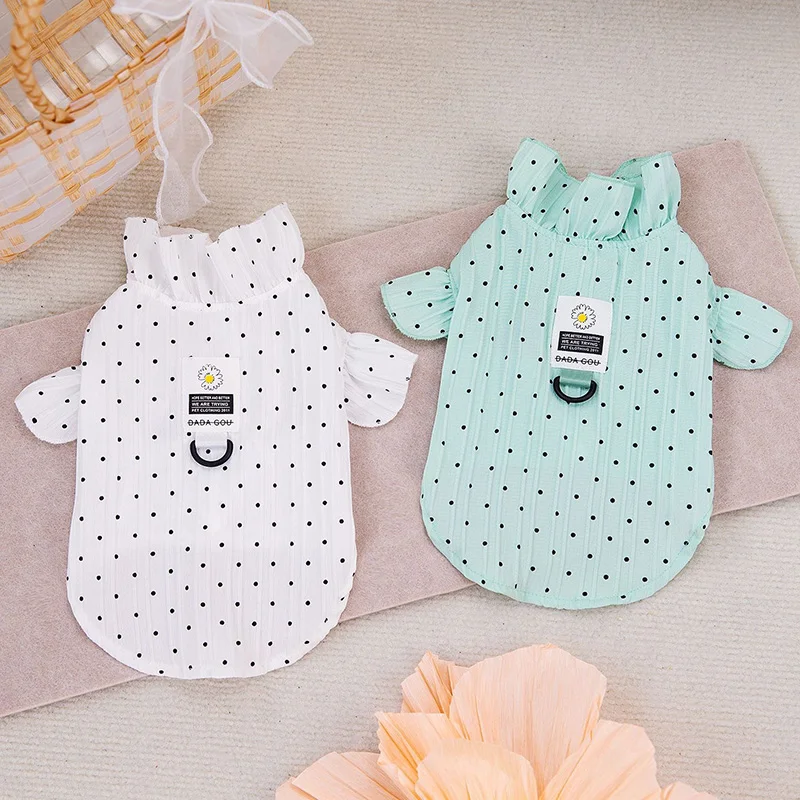 New Teddy Shirt Spring and Summer Dog Two Legged Cardigan Fashion Pet Tank Top Flare Sleeves Dog Clothes Yorkshire Clothing