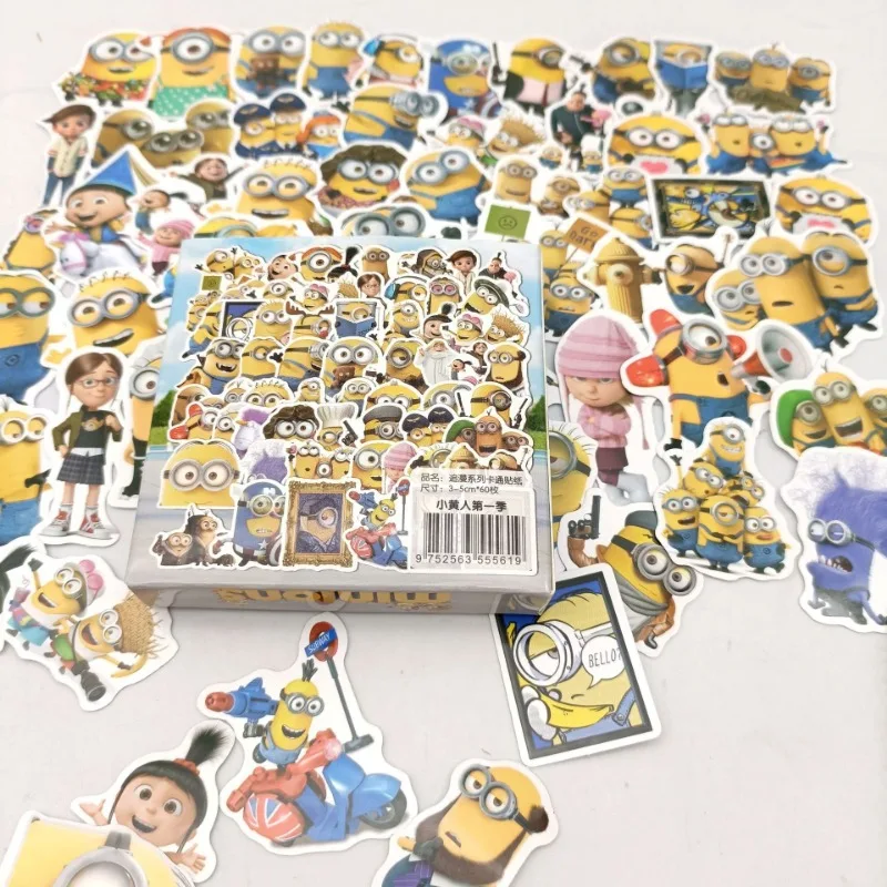 60 pz/scatola Minions Anime Stickers Kawaii Cute Cartoon Label diario Album Phone Journal Planner Scrapbooking Stickers adesivo fai da te