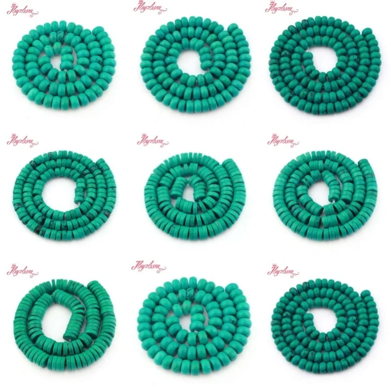 

Natural Turquoise Blue Button Rondelle Stone Beads For DIY Necklace Bracelets Jewelry Making Strand 15Inches 2x6/4x8/2x8/3x10mm