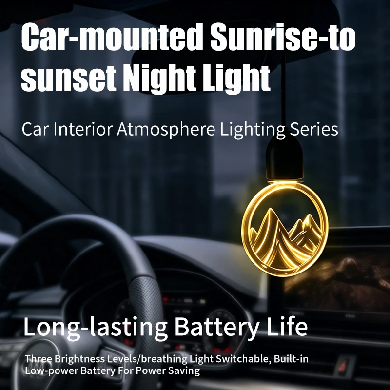 

Retro Small Bulb LED Car Hanging Ornament Interior Ambient Lighting 2 Light Modes For Long Trips Daily Use Auto Decor Accessory