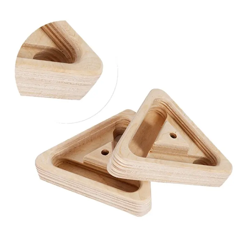 2 Pack Portable Triangular Wooden Climbing Fingerboard With 3 Multi-Depth Pockets, For Finger Strength, Workout-A00E