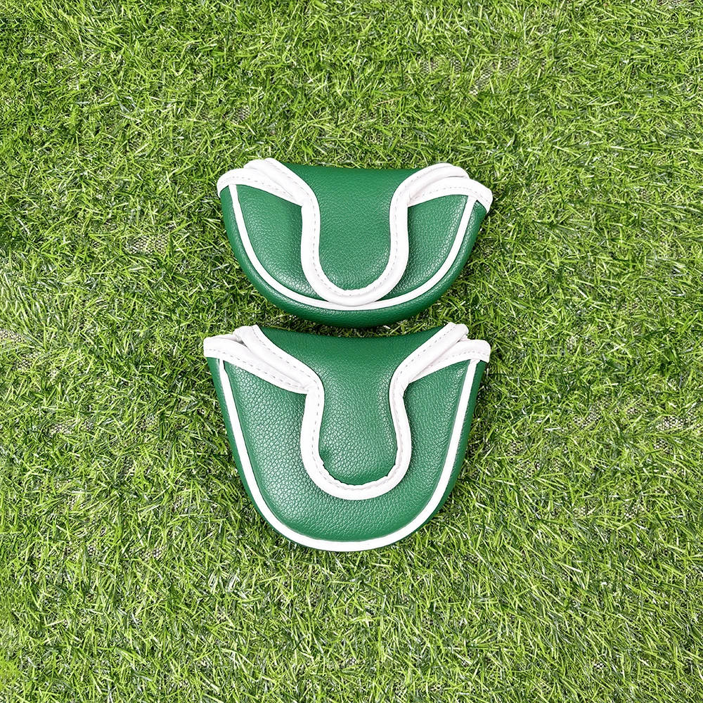 Green golf push rod cover, clover pattern design, PU material, magnetic closure, fashionable golf accessories