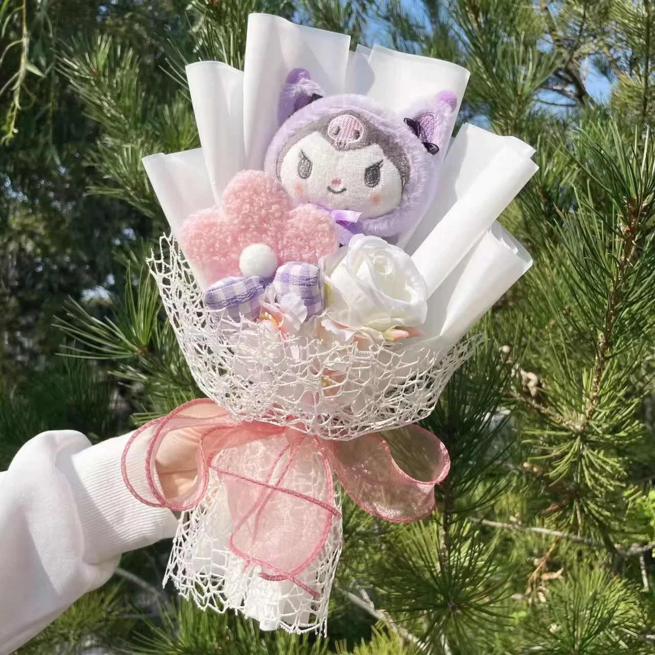 Cartoon My Melody Kuromi Cinnamoroll Kt Katze Plüschpuppe Kreativer Blumenstrauß Valentinstag Weihnachten Abschluss Geburtstagsgeschenk