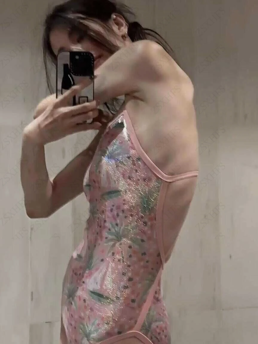 Costume da bagno da donna dolce e fresco floreale, costume da bagno intero, bikini, vacanza, spiaggia, stampa floreale, pancia dimagrante, coprente, costumi da bagno