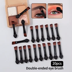20Pcs Double Head Makeup Brush Aluminum Tube Bevel Eyebrow Brush Mini Dual Purpose Small Sponge Brush Eye Shadow Brush