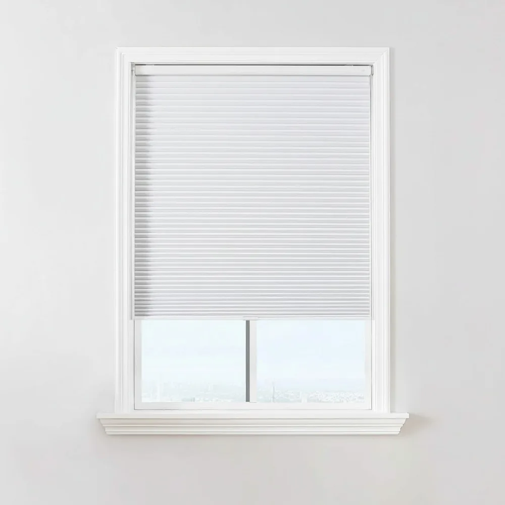 Pantallas celulares opacas inalámbricas sin taladro, persianas de ventana de fácil instalación para dormitorios, decoración hogareña segura para niños (blanco, 34x64)