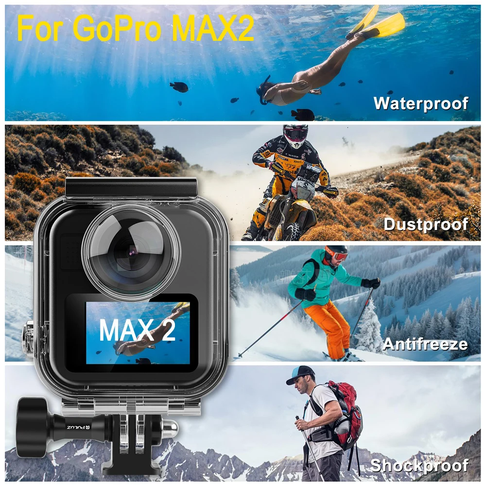 

PULUZ Защитный чехол для спортивной камеры GoPro MAX2, водонепроницаемый корпус для подводной съемки на глубине до 45 м, чехол для дайвинга для GoPro Max 2