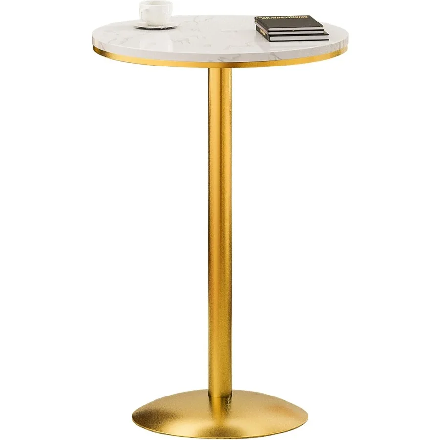 Gold High Top Marble Pub Table 22 W Height: 105cm 41Inch Modern Bar Stool Furniture for Home Lounge Restaurant or Cafe Interior