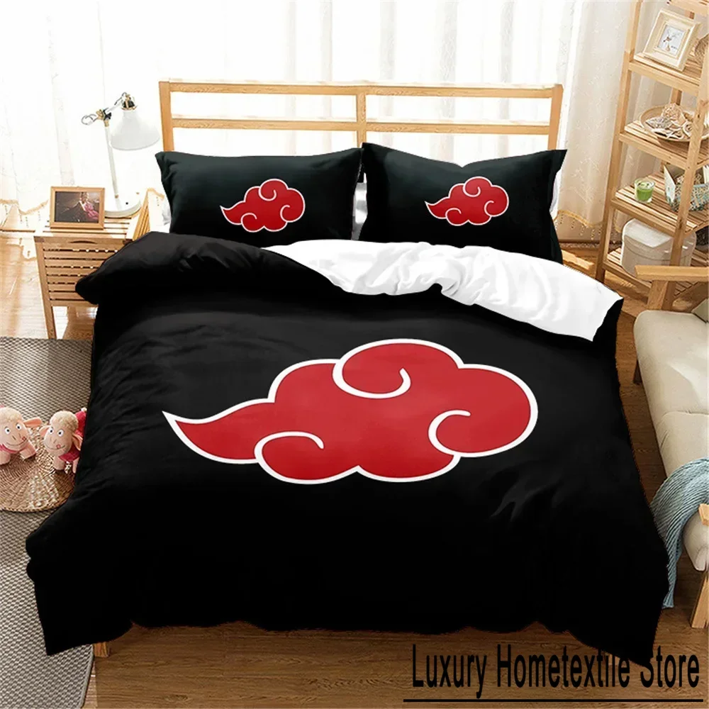 Anime Red Cloud Duvet Cover Sets Comforter Bed Linen Kids Bedding Set  Akatsukis Japan Twin Queen King Single Size Gift