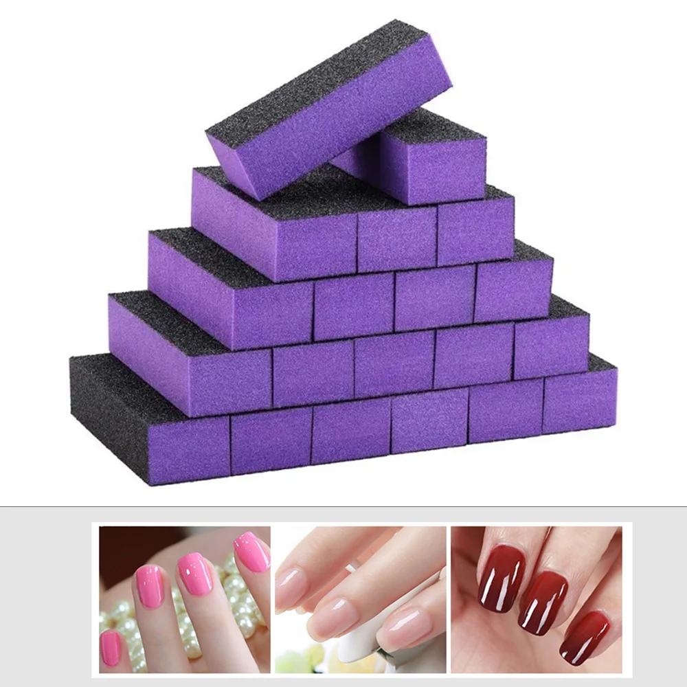 

Wholesale 100PCS Sponge Nail Buffer Block 3 Ways Sanding Buffing Fingernail Nail Art Polishing