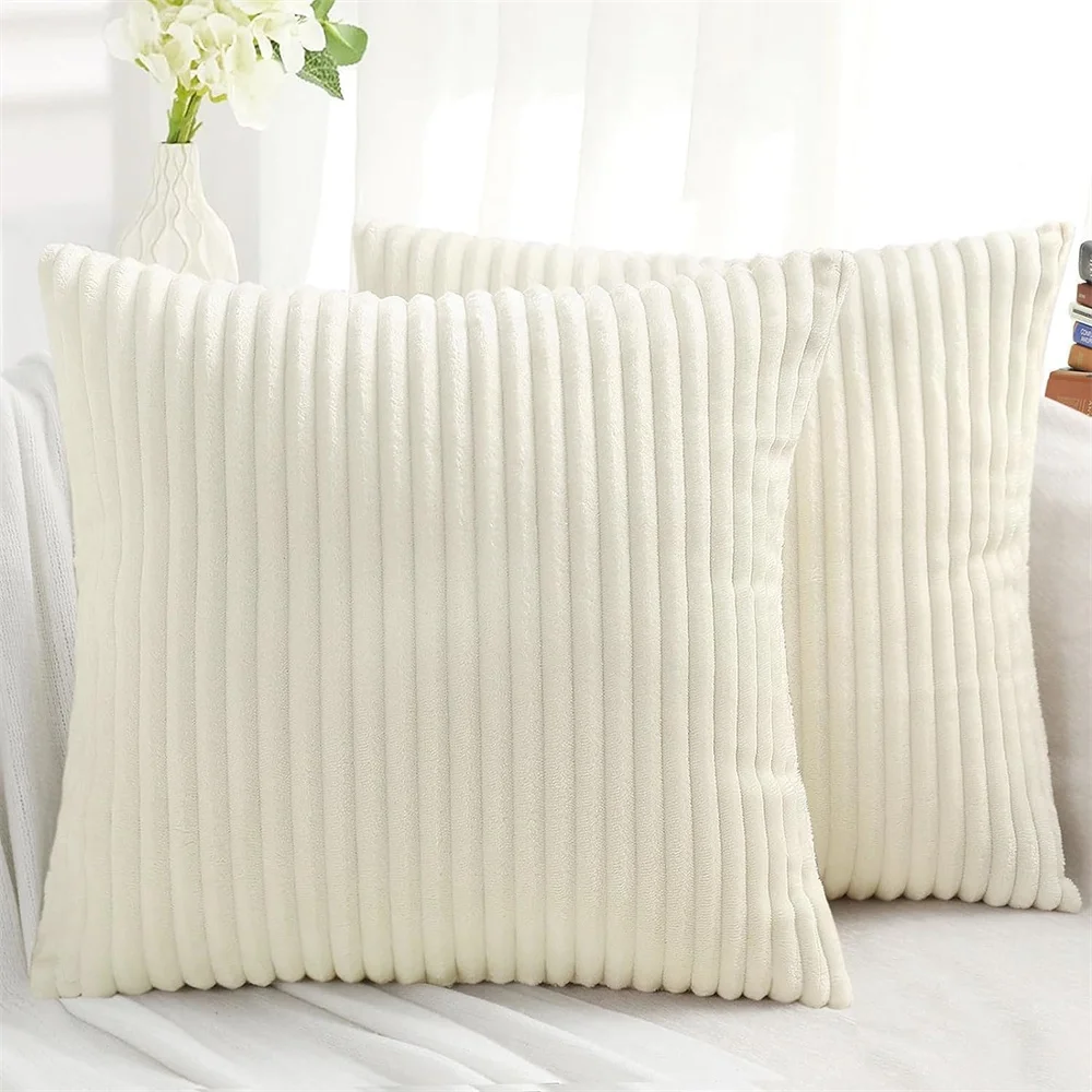 Olanly Corduroy Pillow Cover 50x50cm Soft Plush Flannel Cushion Cover Fluffy Couch Pillow Case For Sofa Living Room Decor 45x45