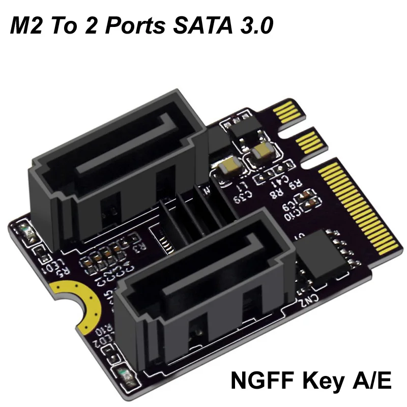 M2 do NGFF 2-portowa karta rozszerzeń SATA 3.0 KEY A + E WIFI M.2 do SSD SATA Adapter dysku twardego Montaż sterownika karty