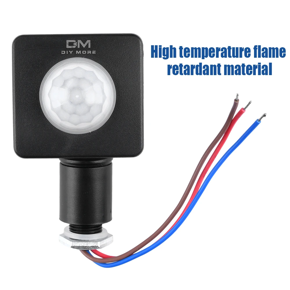 Ultrathin LED Flood light PIR Motion Sensor Detector waterproof Outdoor 85-265V IP65 Motion Sensor Adjustable PIR Switch 10mm