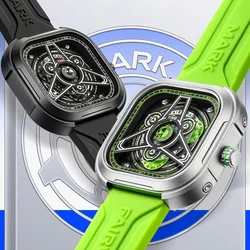 Reloj deportivo de lujo para hombre, cronógrafo de pulsera de cuarzo cuadrado, resistente al agua, marca de moda, color verde, envío gratis, novedad de 2023