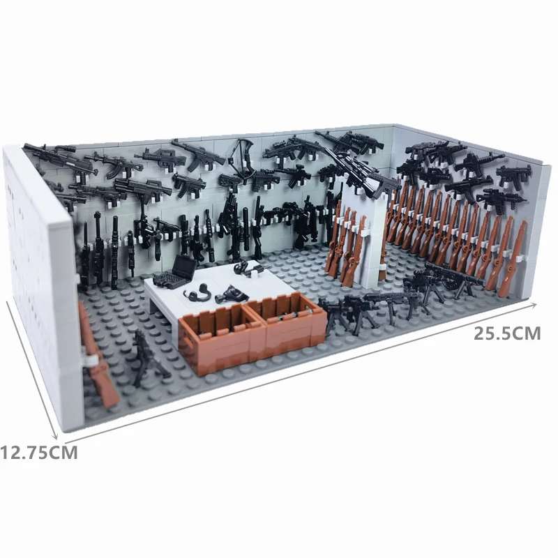 MOC WW2 Military Weapons House Room Bricks Set SWAT Soldier Guns Accessories Building Blocks DIY Toys for Children Birthday Gift