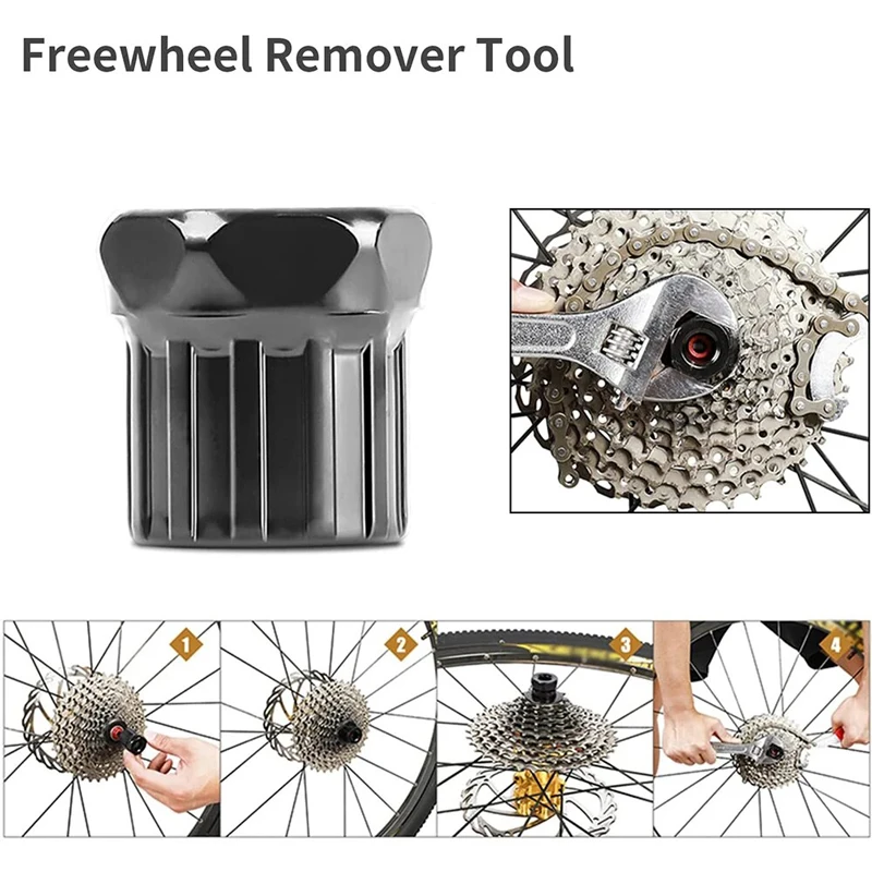 Bike Repair Kit Flywheel Removal Three-way Hexagonal Spanner Chain Disconnector Crank Puller and Spoke Spanner Maintenance Tools