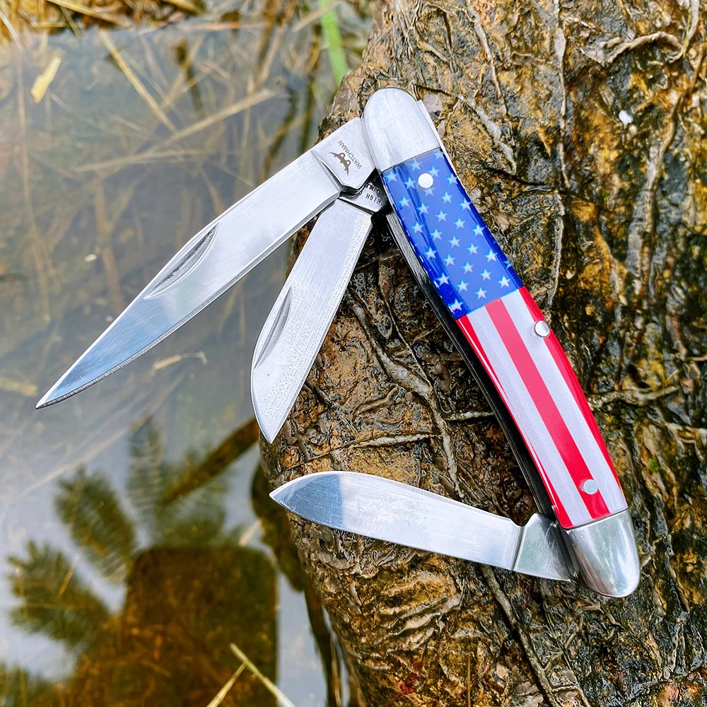Classic Folding Pocket Knife with Resin Handle, Traditional Pocket Knife, Vintage EDC Utility Tool for Collection