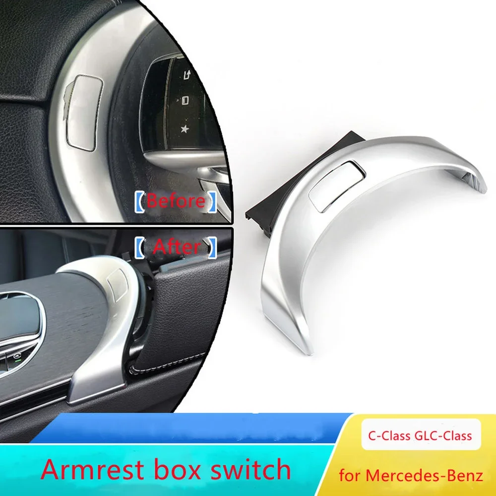 Central control armrest box switch For Mercedes-Benz C-Class C180 C200 C260 GLC-Class GLC300 silver crescent button key