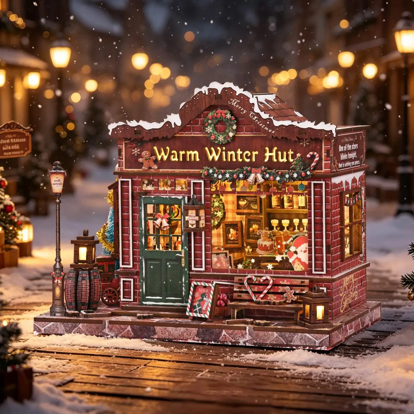 DIY 3D Wooden Warm Winter Miniature House Kit for Friends Christmas Gifts Home Decor Crafts