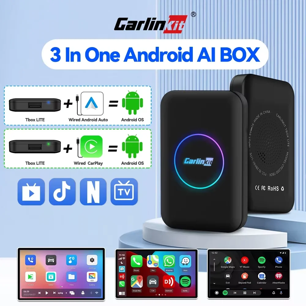 

CarlinKit New CarPlay Android TV Box Wireless CarPlay AndroidAuto Adapter Car Multimedia Smart Ai Box for Netflix Youtube 5GWiFi