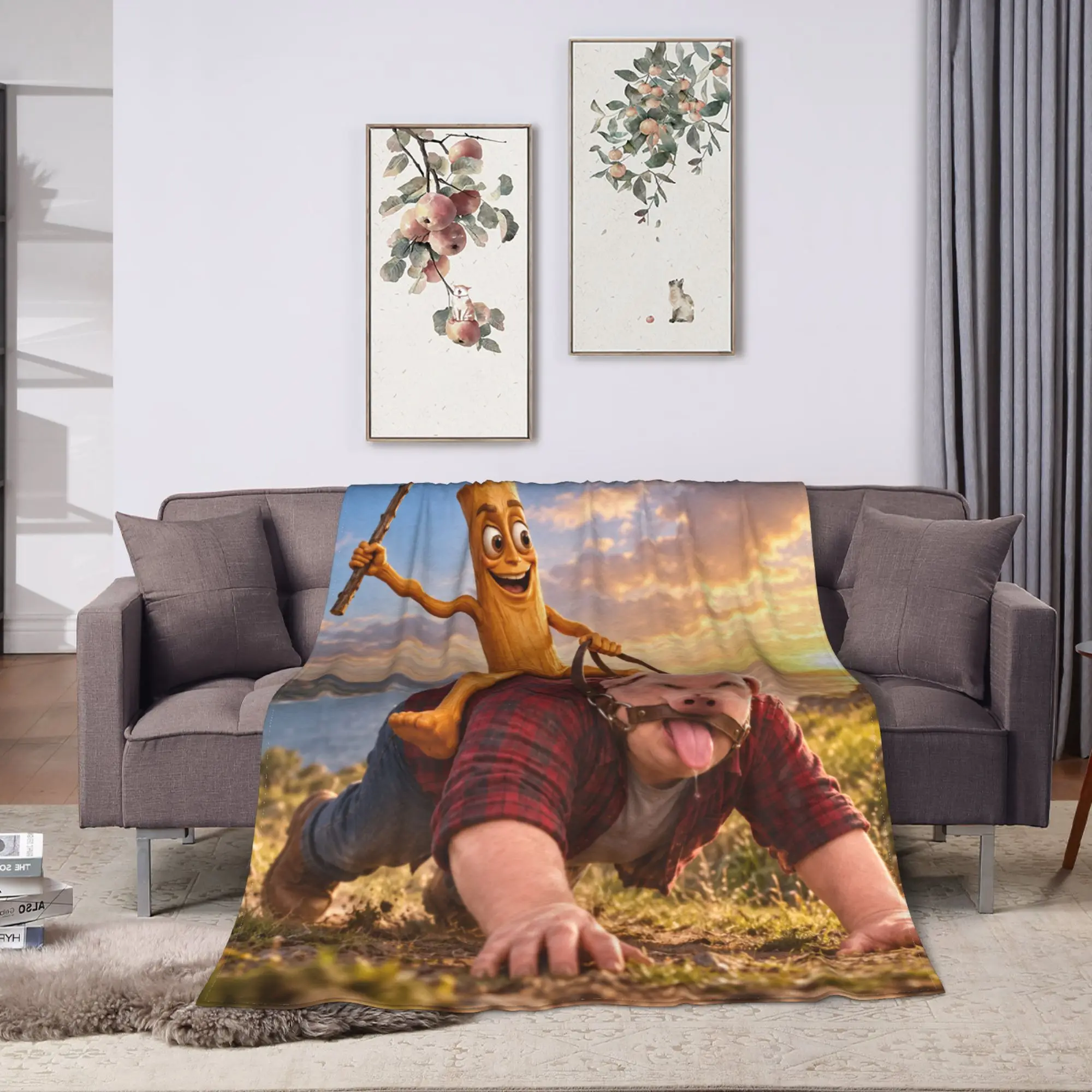 Funny John Pork is Calling Scuba Dance Soft Blanket  Travel Plush Bedding Throws Couch Bed Flannel Bedspread Sofa Bed Cover