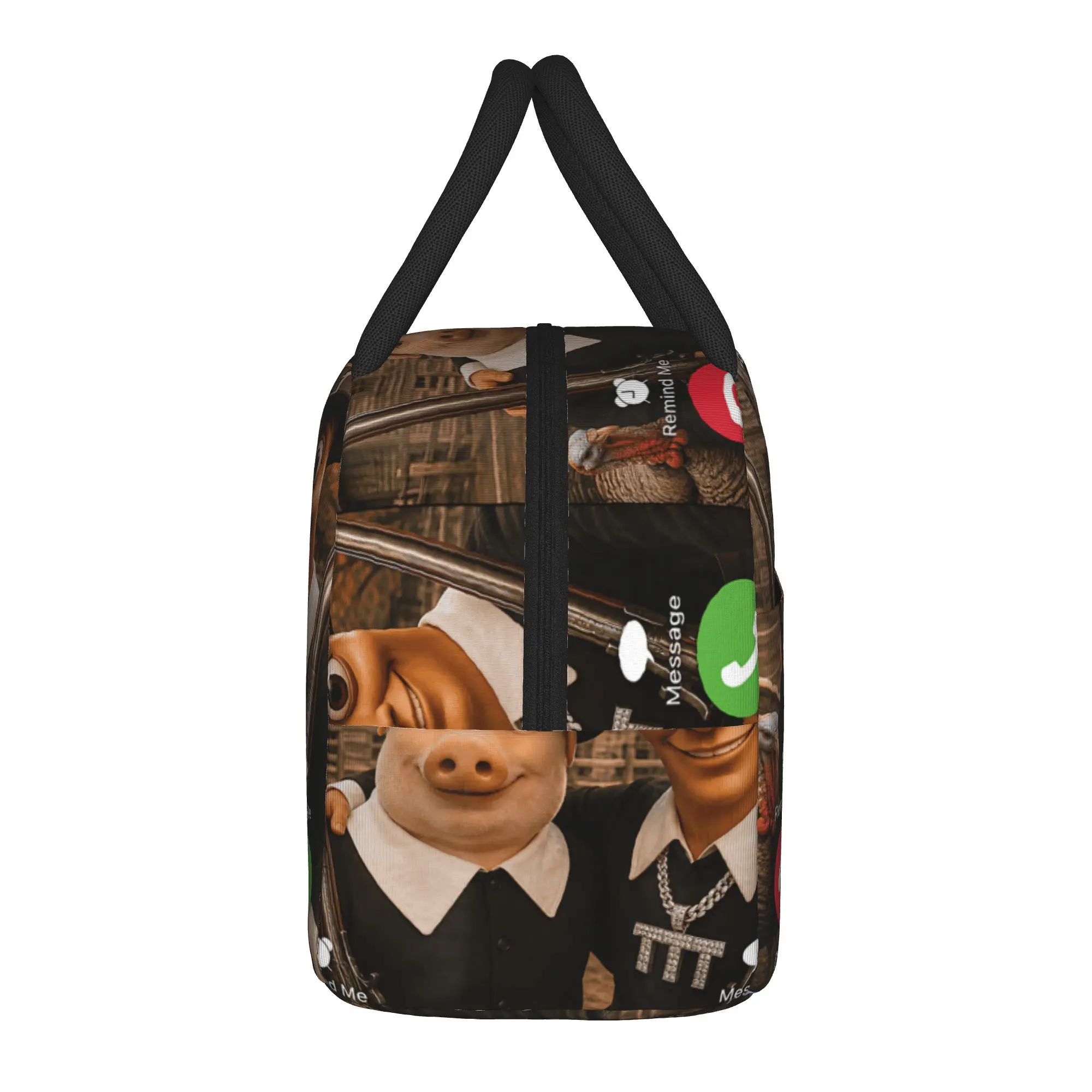 Tung Sahur John Pork Brainrot Duo Turkey Hunting Adventure Lunch Bag For Unisex Print Lunch Box School Cooler Bag Tote Handbags