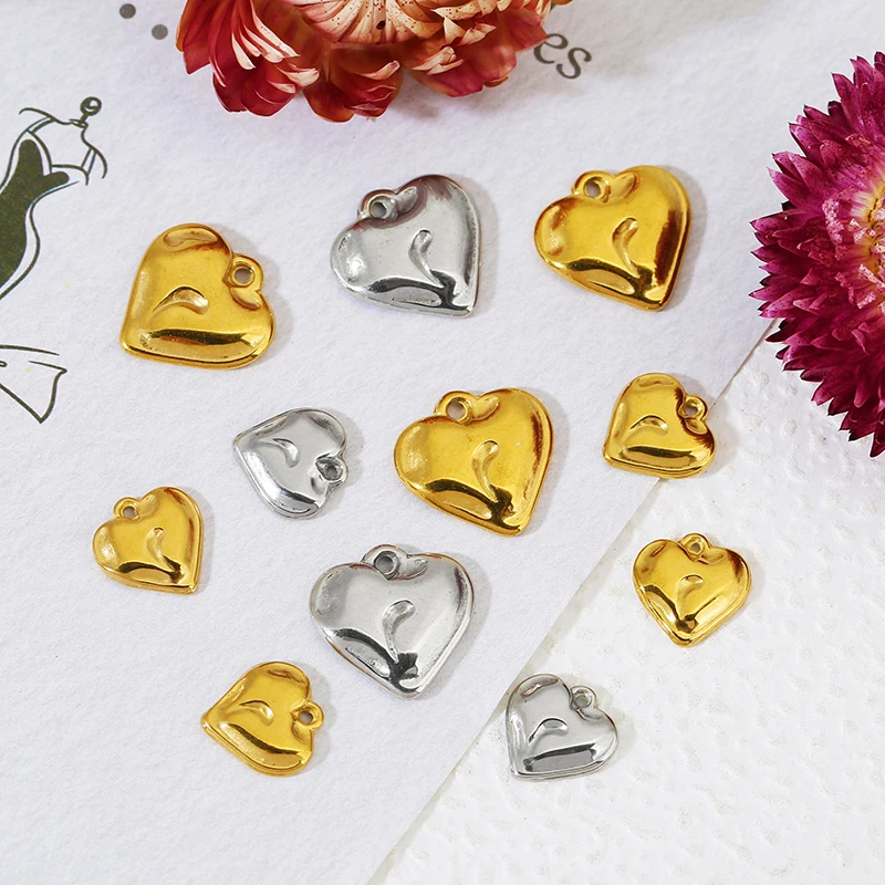 

5pcs Stainless Steel Love Peach Heart Gold Charms Pendant for Women Earrings Bracelets Diy Jewelry Making Supplies Wholesale
