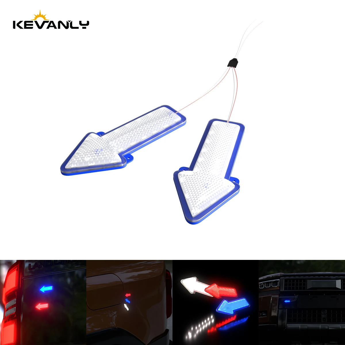 2Pcs LED Arrow Panels Light For Motorcycle Car Turn Signal Light LED Module Red Blue Flashing Indicator Lamp Rear Signal Light
