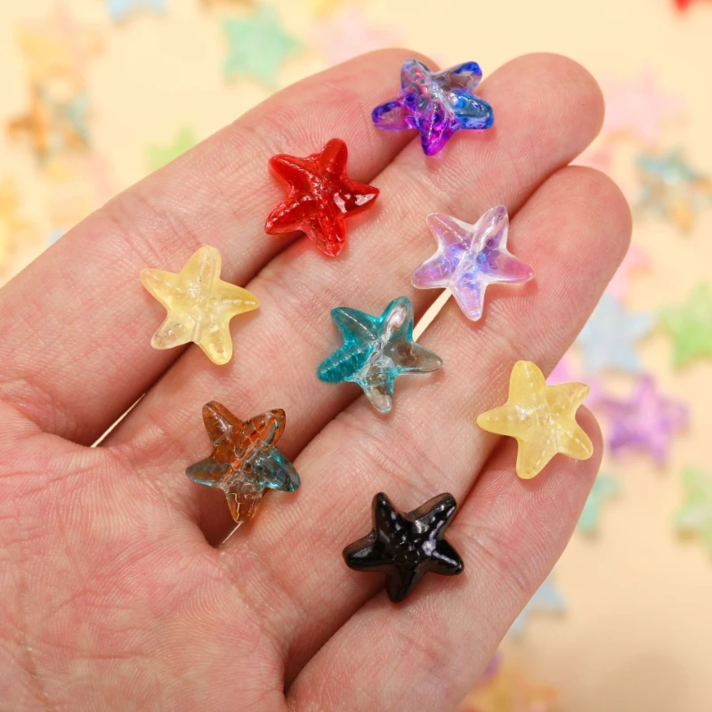 40Pcs 12mm Transparent Starfish Lampwork Beads AB Spacer Glass Beads For Jewelry Making Diy Bracelet Necklace Earring