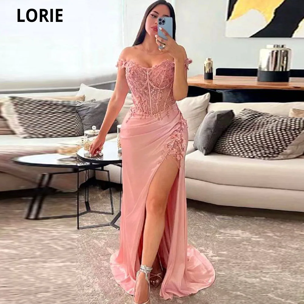 LORIE Vintage Nàng Tiên Cá Váy Đầm Dạ Dài Nữ Hứa Đảng Đồ Bầu Người Yêu Bên Chia Appliques Tiệc Trang Trọng Đầm Áo Dây Soiree