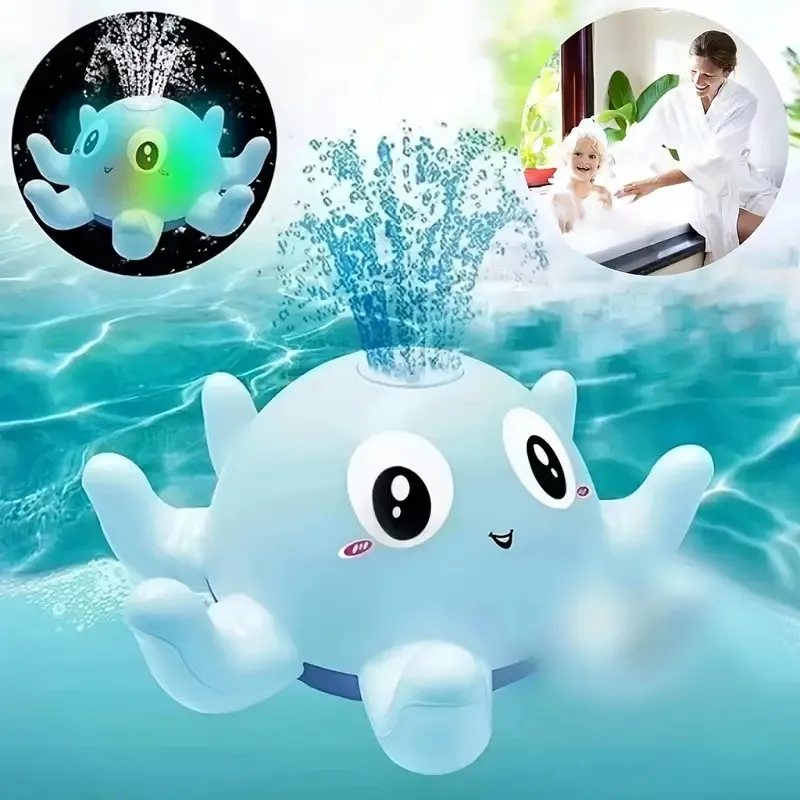 Baby Bathroom Automatic Induction Water Spray Octopus Electric Octopus With Light Music Play WaterToys for Boys Girls Gift