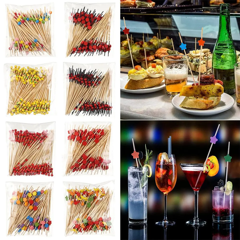 Skewer Salad Sandwich Toothpicks Cupcake Fruit Fork Bamboo Picks Food Fruit Cocktail Decor Handmade Toothpicks Fruit Sticks